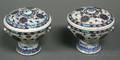 Pair of Covered Pedestal Bowls