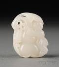 White Jade Carving of a Boy with a Large Double Gourd