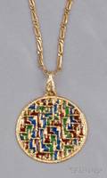 18kt Gold PliqueaJour Enamel Pendant and Chain