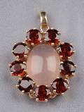 14kt Gold Rose Quartz and Garnet Pendant