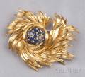 18kt Gold and Sapphire Flower Brooch Tiffany  Co Italy