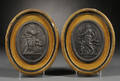 Pair of Wedgwood Black Basalt Selfframed Oval Plaques