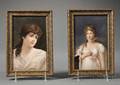Two Handpainted Porcelain Portrait Plaques