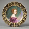 German Porcelain Cabinet Portrait Plate Depicting Jane Digby Lady Ianthe Ellenborough