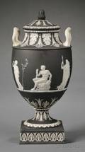 Wedgwood Solid Black Jasper Vase and Cover