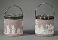 Two Wedgwood Lilac Jasper Dip Biscuit Jars