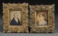 Pair of Framed Watercolor Portraits of Mr and Mrs Aaron Wedgwood