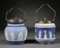 Two Wedgwood Threecolor Jasper Dip Biscuit Jars