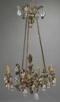 Louis XVstyle French Provincial Sixlight Giltmetal and Crystal Chandelier
