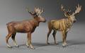Two Austrian Coldpainted Bronze Figures of Moose