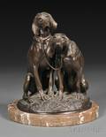 Emmanuel Frmiet French 18241910 Bronze Figure of Two Seated Hunting Dogs