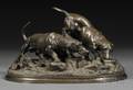 Jules Moigniez French 18351894 Bronze Figure of Two Hounds on a Scent