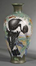 Gouda Semimatte Glaze Pottery Magpie Vase