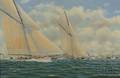 Andrew Bennett British 20th21st Century Americas Cup 1885 Puritan Foreground v Genesta
