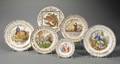 Six Staffordshire Transferprinted Childrens Alphabet Plates
