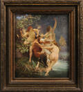 Berlin Painted Porcelain Plaque Nymphs and Satyr After WilliamAdolphe Bouguereau