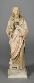 Italian Marble Figure of The Sacred Heart of Jesus