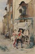Lon Girardet French 18571895 Italian Street Genre Scene