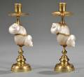 Pair of Giltbrass and Motherofpearl Candlesticks