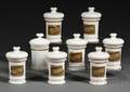 Eight Porcelain Apothecary Jars