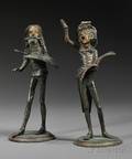 Pair of Figural Patinated Metal Candlesticks