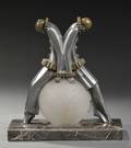 Art Deco Pewter Table Lamp with Harlequin Figures