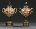 Pair of Royal Vienna Porcelain Vases with Covers