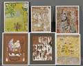 Continental School 20th Century Lot of Ten PrimitiveStyle Studies of Landscapes and Portraits Possibly North African