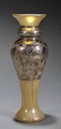 Art Nouveau Silver Overlay Glass Vase