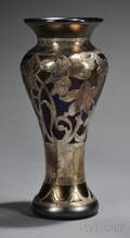 Art Nouveau Silver Overlay Glass Vase