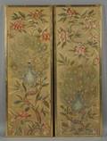 Pair of Framed Embroidered Panels with Peacocks