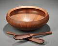Dansk Teak Salad Bowl and Two Serving Utensils