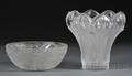 Lalique Glass Pinsons Pattern Bowl and Esna Pattern Vase