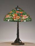Mosaic Glass and Tree Trunkform Table Lamp