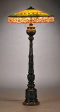 Handel Bronze and Mosaic Glass Floor Lamp