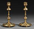 Pair of French Champleve and Giltbronze Candlesticks