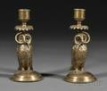 Pair of Owlform Brass Candlesticks