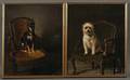 GustaveJeanLouis Mohler French 18361920 Pair of Portraits of Dogs Seated on Upholstered Armchairs Terrier