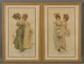 Frdrique ValletBisson French b 1865 Two Framed Scenes of Fashionable Young Ladies