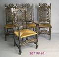 Set of 10 Gothic revival dining chairs
