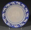 Dedham Pottery Elephant Plate With Baby Elephant