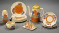 Fourteen Clarice Cliff Bizarre Ware Crocus Pattern Table Items