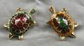 Two 18kt Gold Enamel and Gemset Turtle Brooches