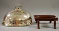 Large Elkington  Co Silverplated Bowl or Bowl Cover on Wooden Stand