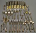 Twelve Lamson  Goodnow Bonehandled Knives and a Group of Silver Flatware