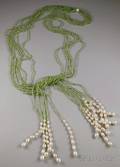 Peridot Bead and Pearl Lariat Necklace