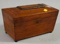 Walnut Veneer Casketform Footed Tea Caddy