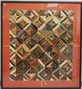 Framed Late Victorian Pieced and Embroidered Quilt