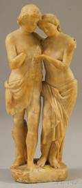 Italian Carved Alabaster Figure of Hercules and a Maiden