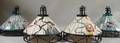 Two Pairs of Modern Leaded Slag Glass Circustheme Hanging Lights